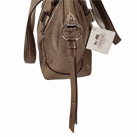 NWT! Coach Metallic Gunmetal Mini Chelsea Leather Satchel Bag - Picture 6 of 12